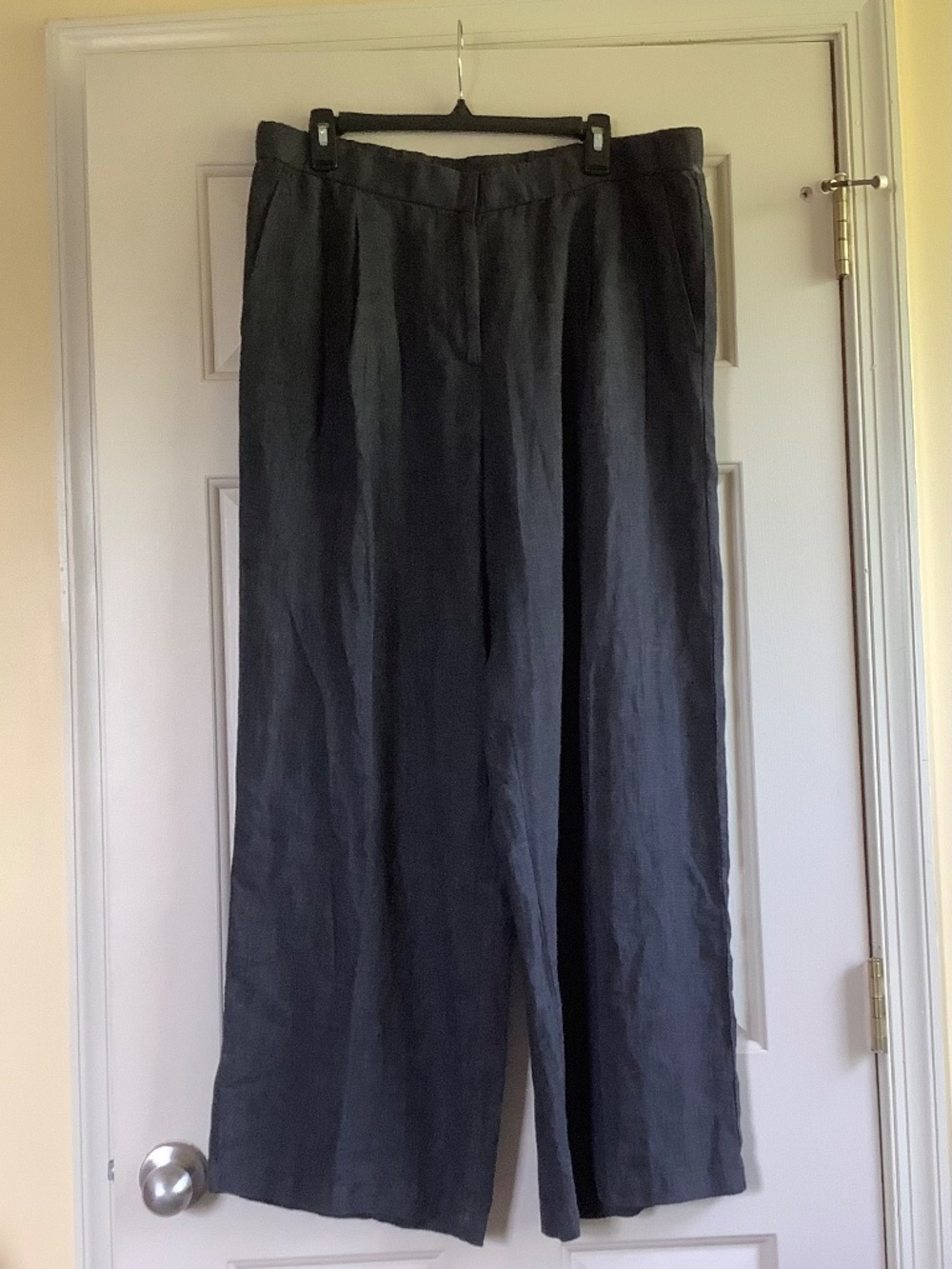 EILEEN FISHER Washed Organic Linen Délavé Trouser Pant Graphite SZ L - Picture 5 of 16